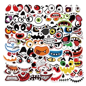 Halloween Monster Face Stickers Waterproof PVC Pumpkin Expression Decals For Laptop Suitcase Guitar Skateboards DIY Party Decorations