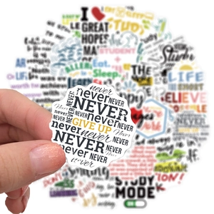 50 adesivi motivazionali impermeabili con testo Never Give Up per valigie e decoro