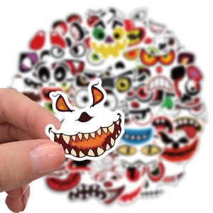 Vibrant Halloween pumpkin face stickers featuring waterproof monsters for festive party decor