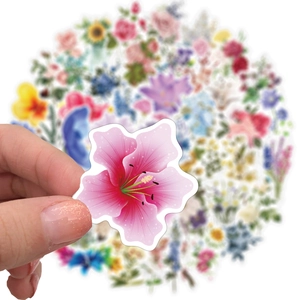 50 pieces of waterproof floral graffiti stickers for suitcases and laptops with ins style