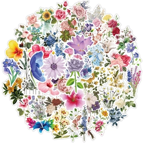 Ins Style Floral Graffiti Stickers Waterproof PVC Decals For Luggage Laptop Motorcycle Guitar Scrapbooking DIY Decorative Stickers