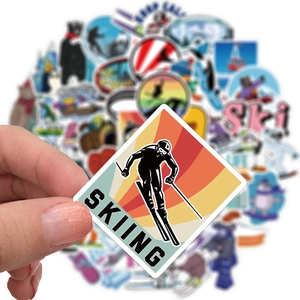 Set of 50 waterproof vintage skiing graffiti stickers for luggage and laptops