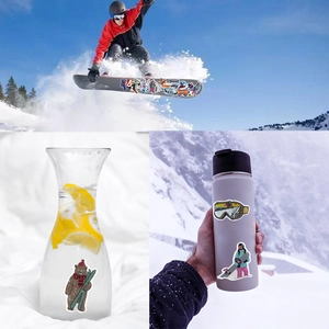 50 pieces of waterproof skiing graffiti stickers applied to snowboards and water bottles