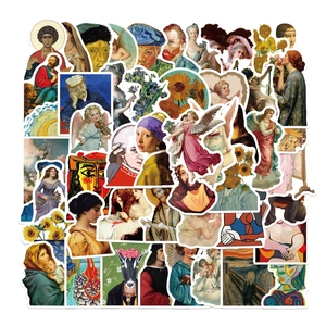 Artist Famous Oil Paintings Stickers Waterproof PVC Graffiti Decals For Laptop Suitcase Water Bottle Van Gogh Da Vinci Art Decoration