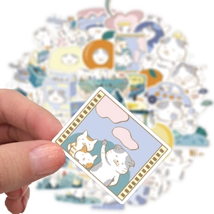 Waterproof fat cat doodle stickers for luggage and diary with cute cartoon film roll design