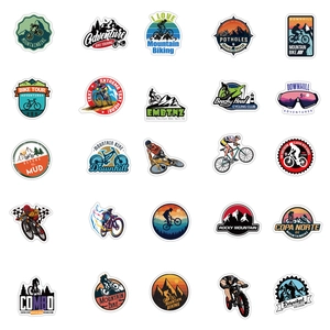 Juego de pegatinas de vinilo impermeables de MTB y aventura para bicicletas y maletas