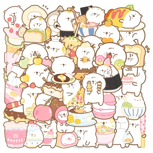 Cute Cartoon Bear Food Astronaut Waterproof PVC Stickers DIY Decorative Decals For Suitcase Laptop Water Bottle Journal