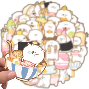 Cute waterproof cartoon bear stickers for luggage and journals with doodle food designs