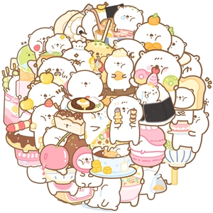 Cute Japanese bear food diary waterproof DIY stickers for luggage and journals 40pcs set