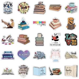 Lot de 50 autocollants de lecture de dessins animés pour ordinateurs et journaux intimes