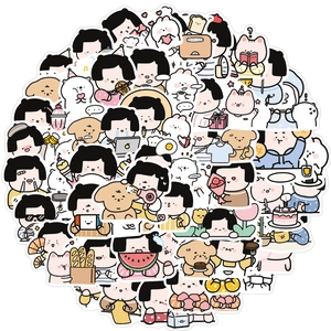 Macro shot of 40 waterproof cartoon bear stickers for DIY laptop and journal decoration