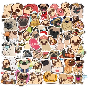 Collection détaillée de stickers de carlin mignons et étanches dans diverses poses cartoon