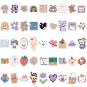 90pcs waterproof cartoon bear and strawberry stickers for laptop and luggage decor