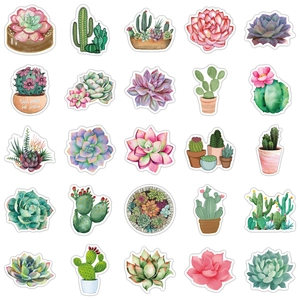 Set of 50 waterproof cartoon succulent and cactus stickers for laptop and DIY decoration