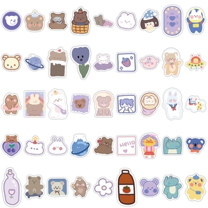 90pcs waterproof cute cartoon bear and bunny stickers for laptop and luggage decor