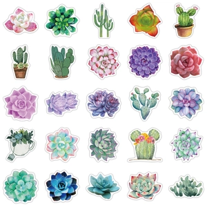 50 pieces of waterproof succulent and cactus cartoon stickers for laptop and DIY decor