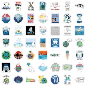 Set of 100 global warming climate change stickers for laptop and luggage decor