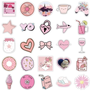50 autocollants de fille de dessin animé rose pour valises et décoration de guitare