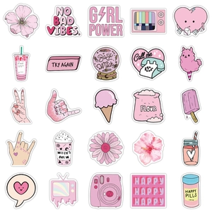 50 pièces de stickers graffiti rose pour bagages, guitare et skateboard étanches