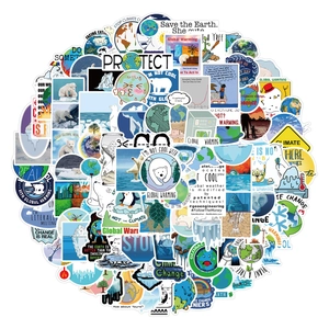 Waterproof PVC global climate change graffiti stickers set for laptops and luggage decoration