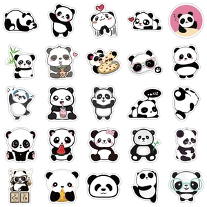 50pcs waterproof cartoon panda stickers set for laptop, luggage, and motorcycle decor