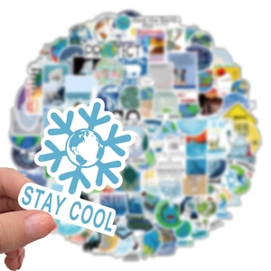 Set of 100 eco-themed stay cool stickers for laptop decoration and water bottles