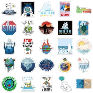 50pcs waterproof global climate change stickers for laptop and luggage diy stickers