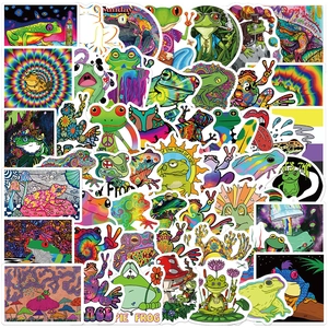 Psychedelic Aesthetic Frog Stickers Waterproof PVC Graffiti Decals For Laptop Luggage Guitar Water Bottle Hippie Art Stickers