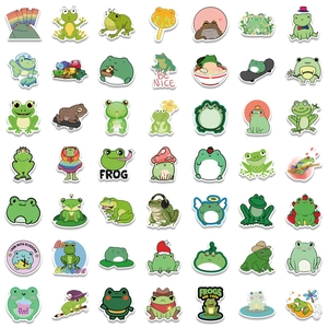 Set of 49 unique waterproof cartoon frog stickers for motorcycle luggage and guitar decor