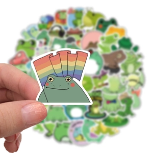 Cute cartoon frog stickers with rainbow pride flag for laptop and suitcase decor