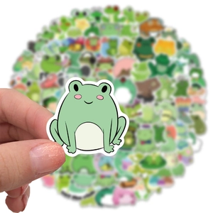 Set of 100 cute cartoon frog waterproof vinyl stickers for luggage and guitar decoration