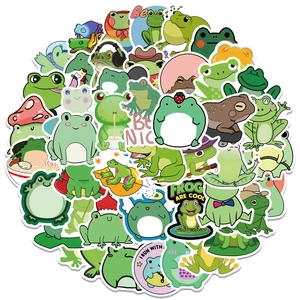 Set of 50 cute cartoon frog stickers for luggage and water bottle DIY decoration