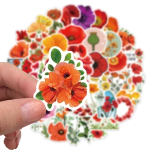 Lot de stickers de fleurs de pavot imperméables pour ordinateur portable et bagages