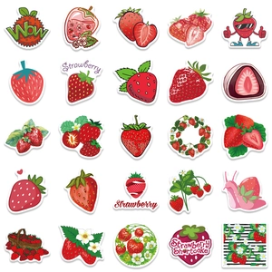 50 pieces of waterproof cartoon strawberry doodle stickers for DIY guitar and luggage decor