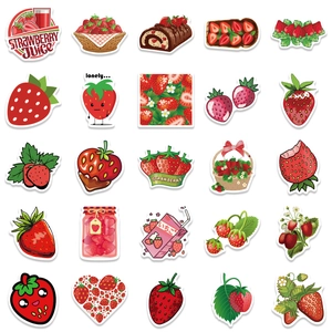 50 pieces of waterproof strawberry cartoon stickers for DIY guitar and suitcase decoration