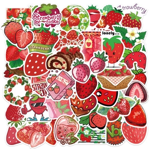 Set of 50 waterproof cartoon strawberry stickers for DIY luggage and guitar decoration