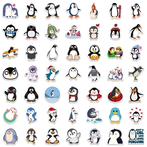 Lot de 50 autocollants de pingouins imperméables pour valises et décoration skate