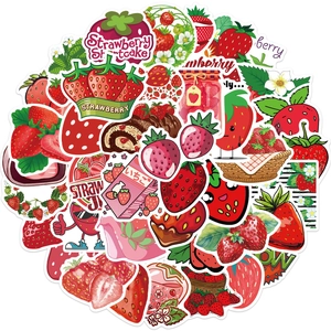 Strawberry Theme Waterproof PVC Cartoon Stickers Multi Pattern Laptop Guitar Suitcase DIY Decorative Graffiti Decals