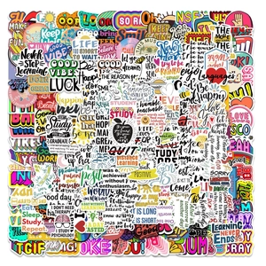 Vibrant waterproof cartoon motivational stickers for laptop and luggage decor