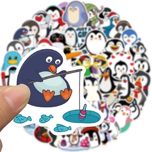 Autocollants de pingouins de dessin animé étanches pour valises et ordinateurs portables
