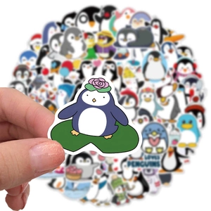 Lot de 100 autocollants de pingouins mignons et imperméables pour valises et laptops