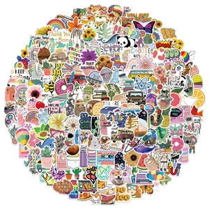 Lot de stickers esthétiques imperméables avec illustrations de nature et style de vie