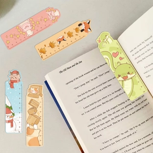 Set of 5 cartoon animal bookmarks with 10cm scale, creative paper ruler stationery