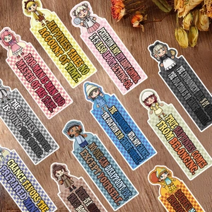 30pcs cute cartoon character bookmarks with inspirational quotes on checkered patterns