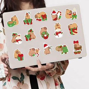 50 pieces of waterproof Christmas Capybara vinyl stickers for laptop and DIY decoration