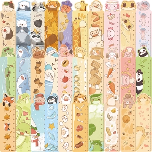 Set of 30 cute cartoon animal ruler bookmarks with 10cm scale for creative DIY journaling