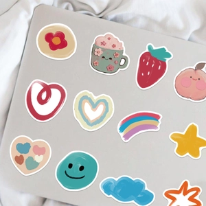 50pcs cute cartoon oil painting bear stickers for laptop and DIY waterproof decoration