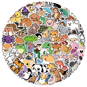 Collection of 100 cute cartoon animal stickers for DIY laptop and guitar decoration