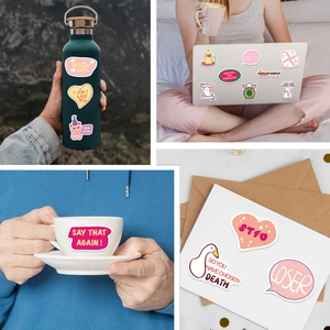 Lot de 50 stickers graffiti roses satiriques humoristiques pour gourdes et laptops