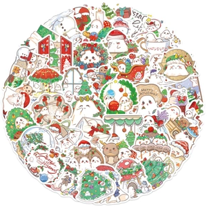 Set of 50 waterproof cartoon Christmas ghost stickers for DIY laptop and guitar decor
